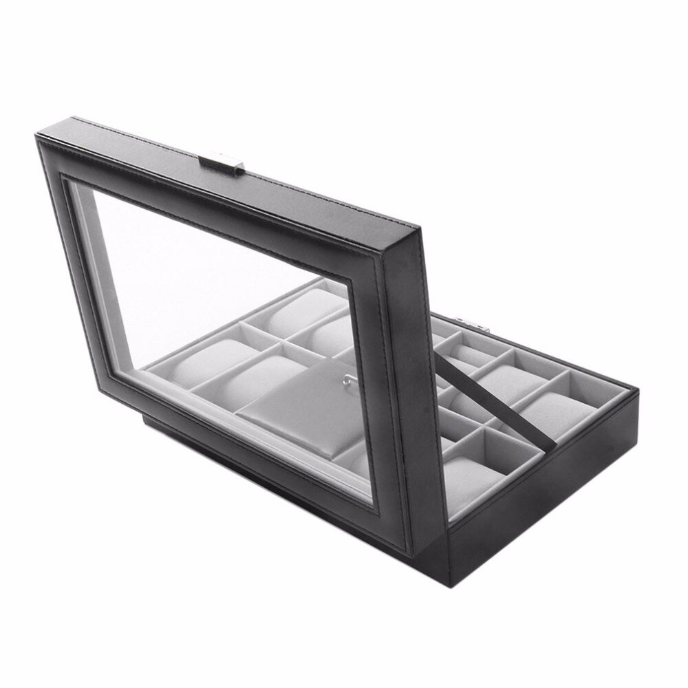 8 + 3 Gemengde Grids Horloge Doos Pu Leer Suede Binnen Woord Gesp Opslag Sieraden Display Opslag Mens Case