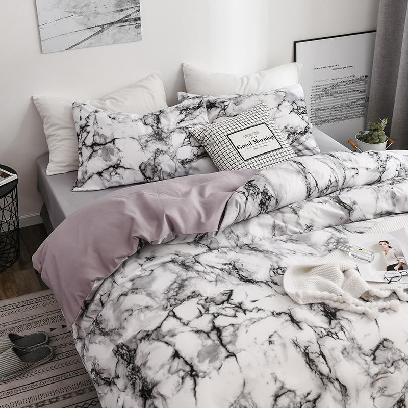 White Marble Pattern Bedding Sets Duvet Cover Set 2/3pcs Single Queen King Size Bed Linen Quilt Cover (No Sheet No Filling)
