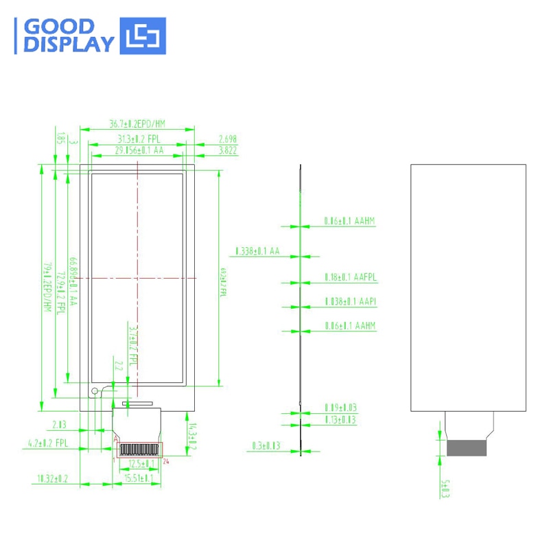2.9inch e ink flexible e-paper 4 grayscale epaper display