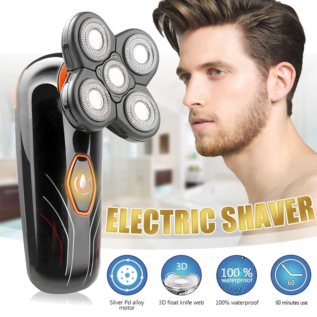 Waterproof USB Rechargeable Electric Shaver 5 Floating Head Shaving Machine Waterproof Electric Shavers for Body Washing Trimmer