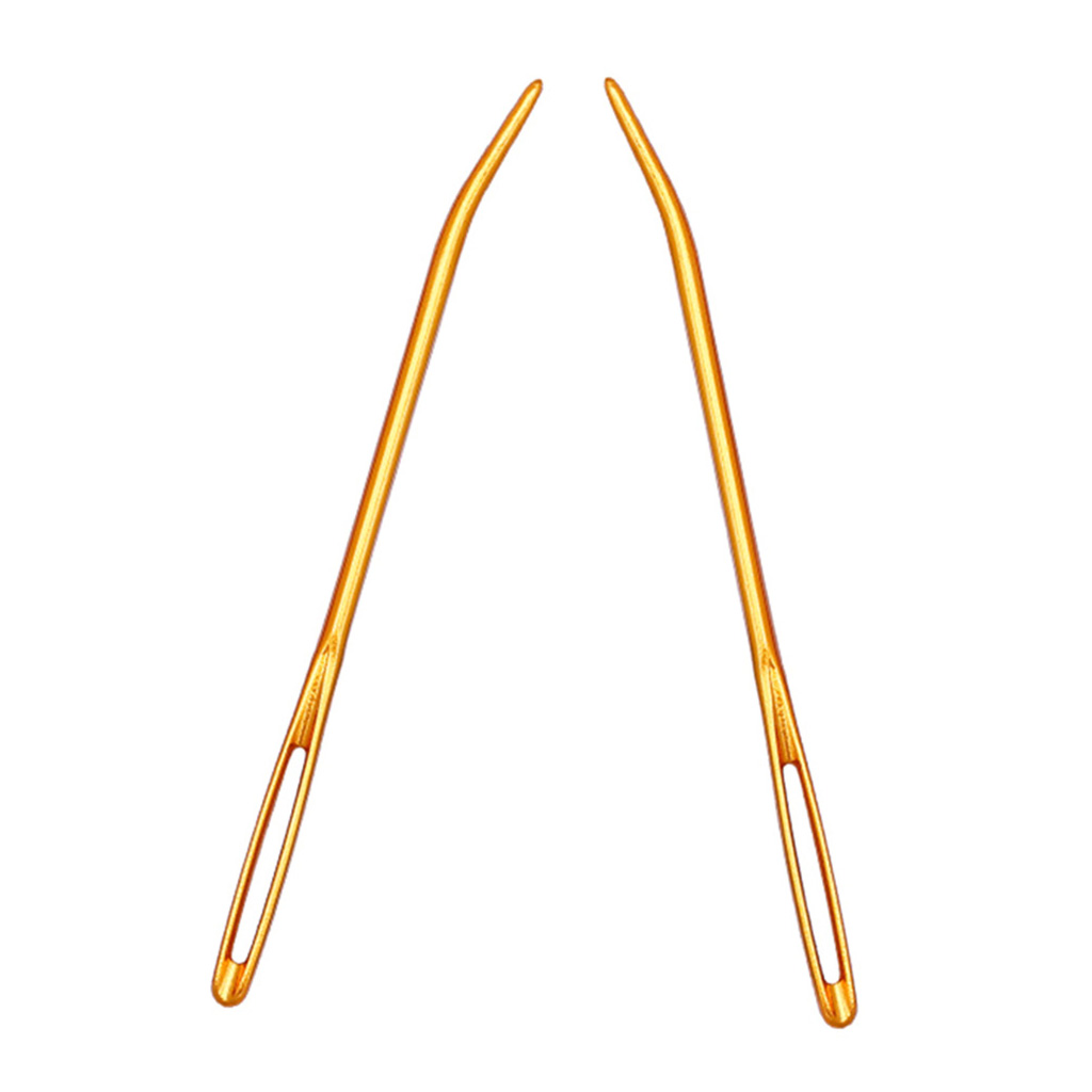 2 uds. Tapiz de punta doblada de aluminio, agujas de zurcir, tejido para suéteres, punto de lana, listón para coser, grapas bordadas: Golden