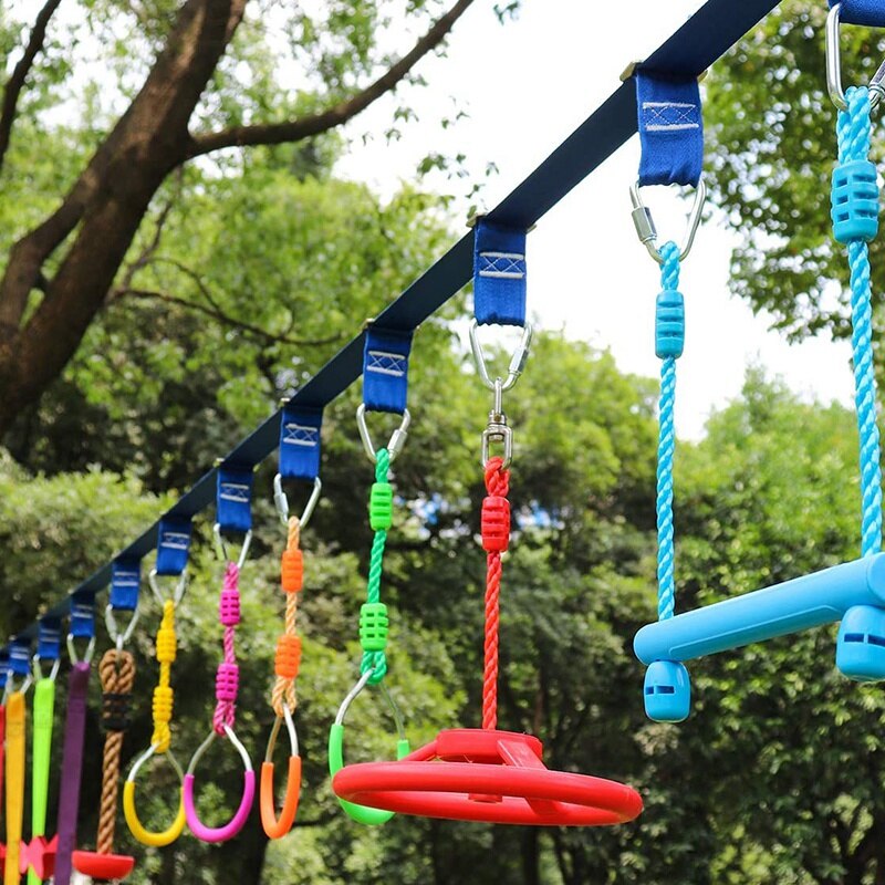Kinderschommel binnen en buiten schommelringen schommelstok -3 stuks blauw, rood en groen pak