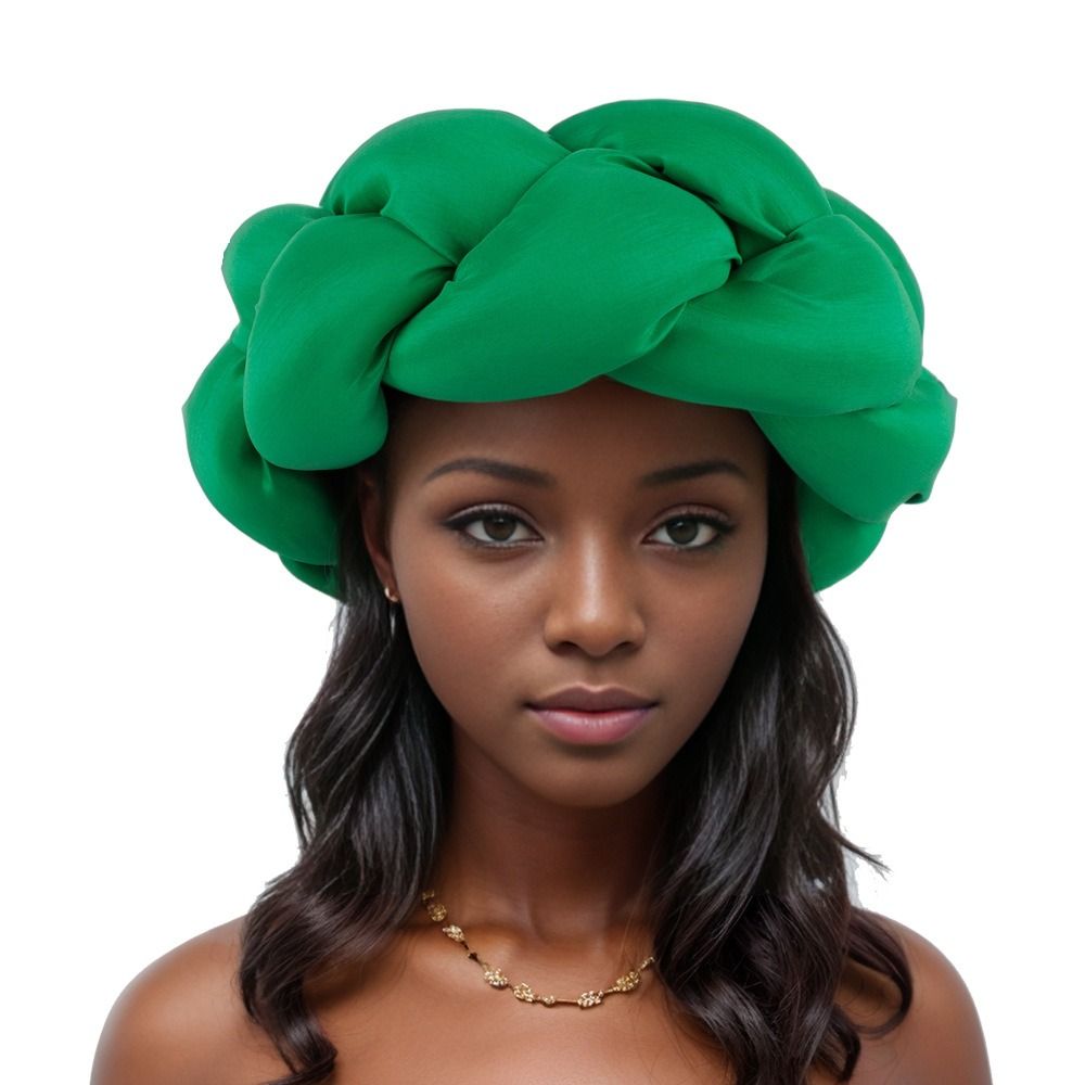 Exagerado Grande Trança Cabeça Banda para As Mulheres, Raw Silk Turbante Cap, Nigéria Wedding Party Headpiece, Headband Feminino, Novo: Rosa
