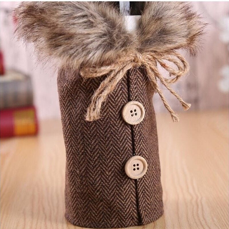Christmas Santa Claus Wine Bottle Bag Cover Bowknot Bottle Cover Home Decoration For Year Christmas Dinner Party Table Decor