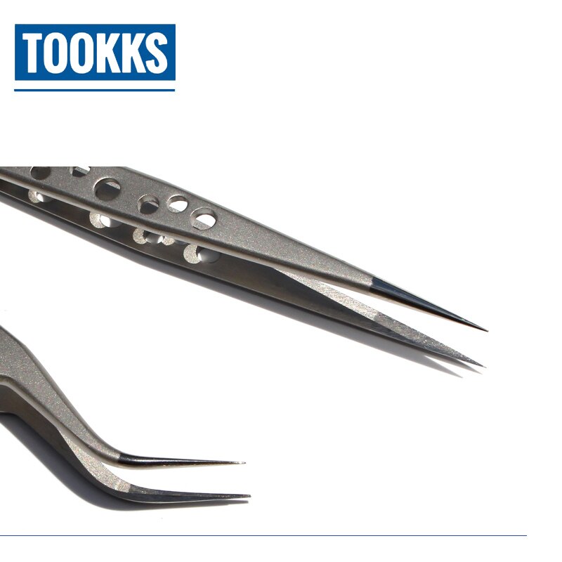 Precisie bga reballing pincet voor mobiele telefoonreparatie roestvrijstalen rechte pincet met koelgat