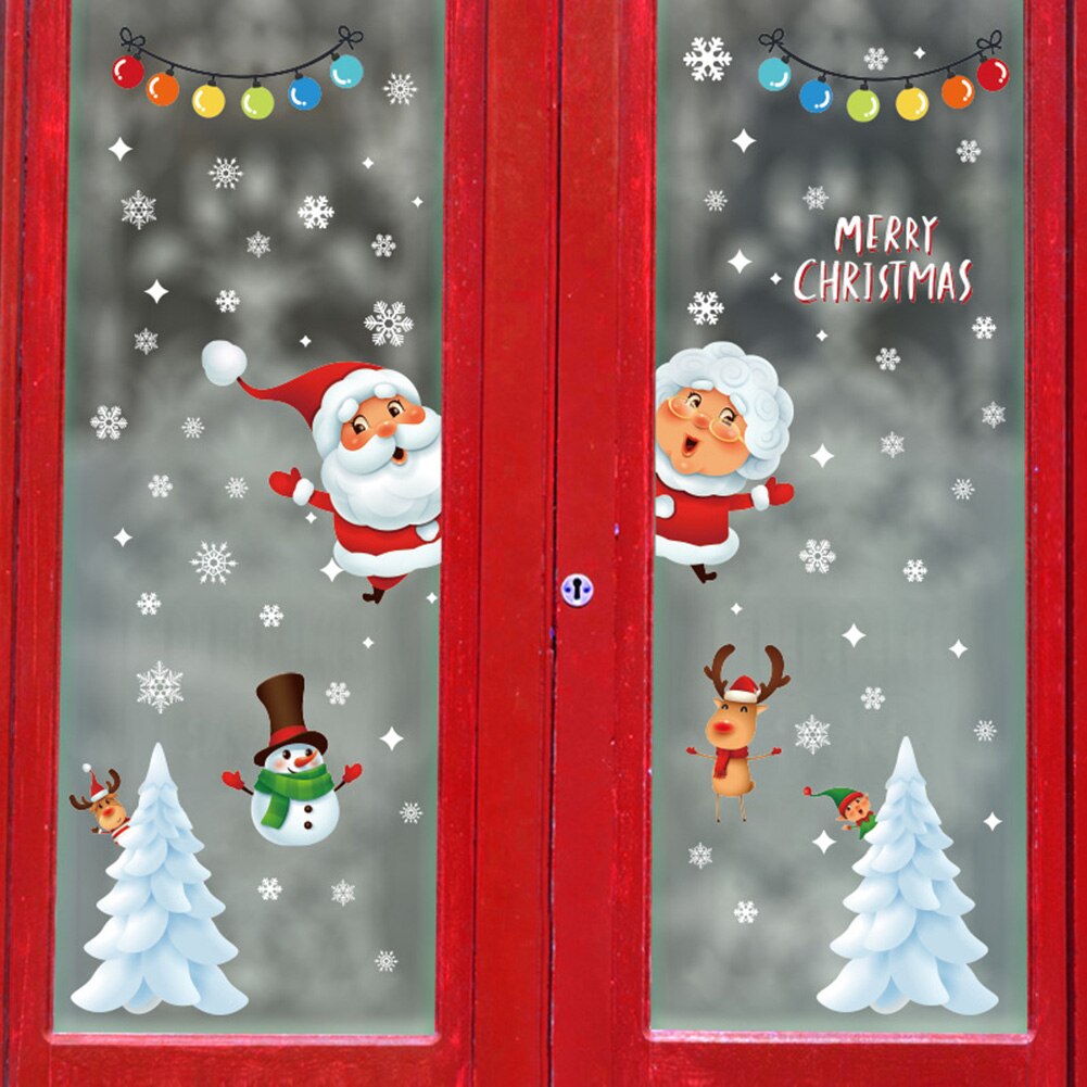 Window Glass Door Self-Adhesive Wall Stickers Year Christmas Decoration Merry Christmas Stickers Window Stickers Ornaments