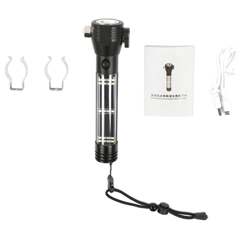 Car LED Flashlight Solar Power Emergency Multifunctional for Jeep Wrangler JL JLU: Default Title