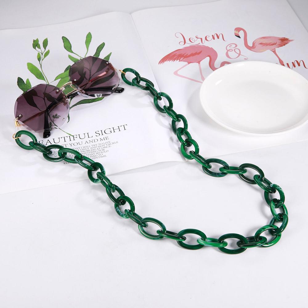 Skyrim bohême large acrylique lunettes de soleil chaîne lanière anti-dérapant lecture lunettes chaînes lunettes cordon cou sangle corde pour les femmes: Dark Green