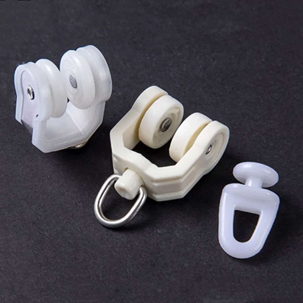 10Pcs Straight Curved Track Rollers Curtain Wheels Rail Curtains Hook Ring Slider Furniture Hardware Curtain Rod Pulley
