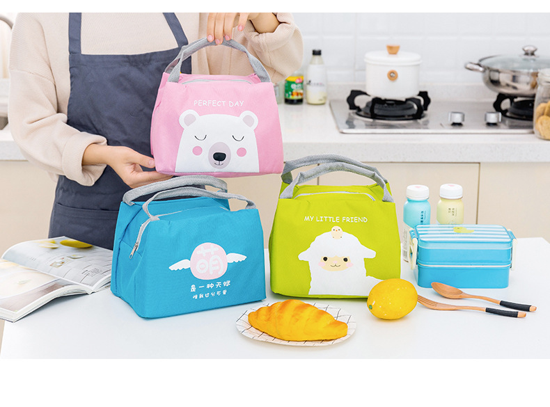 HJKL-bolsa de almuerzo portátil con aislamiento térmico para mujer, bolsa de almuerzo infantil para animales