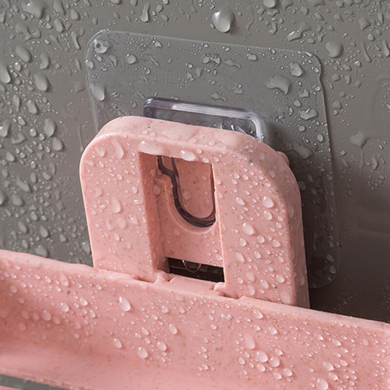 Badeværelsessugekop sæbeholder plastbeslag vægmonteret afløbssæbe opbevaring dobbelt hylde til i