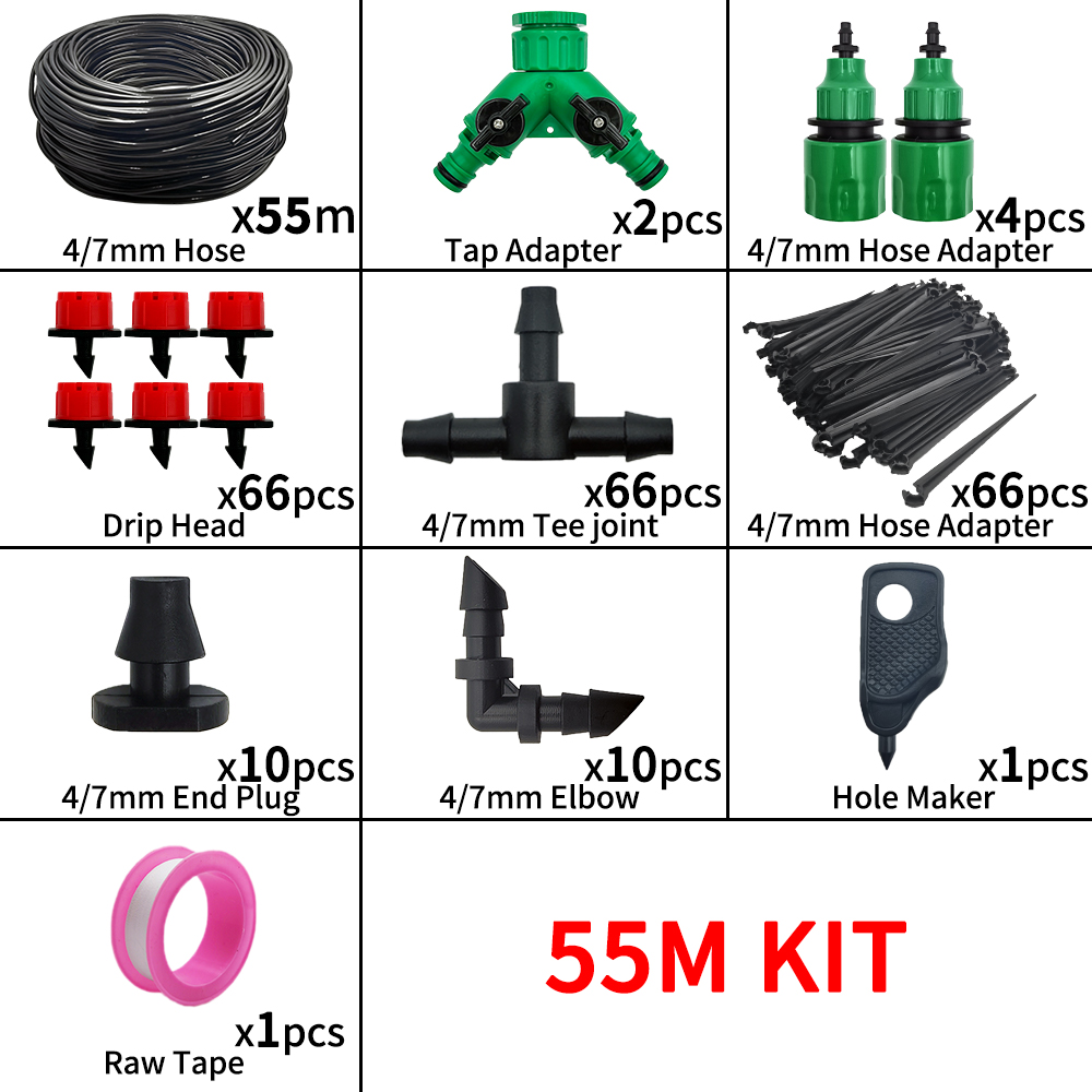 5m-60m dryppvanningssystemer plantevanningssett vanningssett justerbare dryppere for vanning mikrohagevanningssystem: Lysegrønn