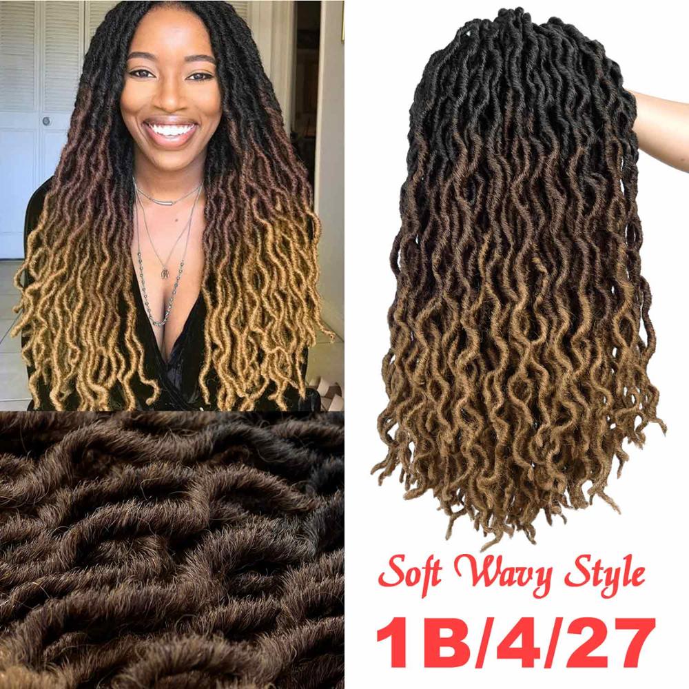 Silike 20inch Goddess Faux Locs Crochet Braids 24 Roots Wave Synthetic Crochet Braiding Hair Extensions For Black Women: T1B-4-27 / 1Pcs/Lot