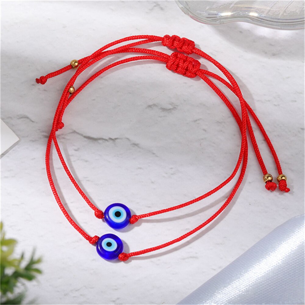 Classic Amulet Evil Nazar Eye Charm Bracelet Red Black String Rope Braided Friendship Bracelets for Women Statement Jewelry