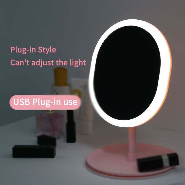 LED Makeup Mirror Light Adjustable Touch Dimmer USB Led Vanity Mirror Storage Table Desk Fast DeliveryCosmetic Mirror: OvalA