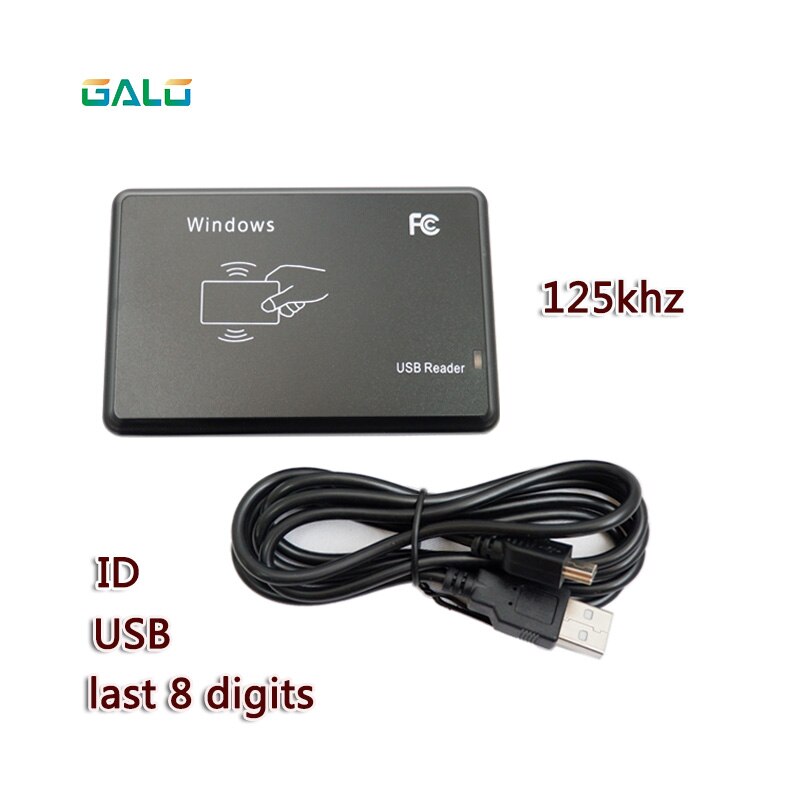 Desktop 125khz USB keyboard emulation output rfid proximity card reader: ID last 8 digits