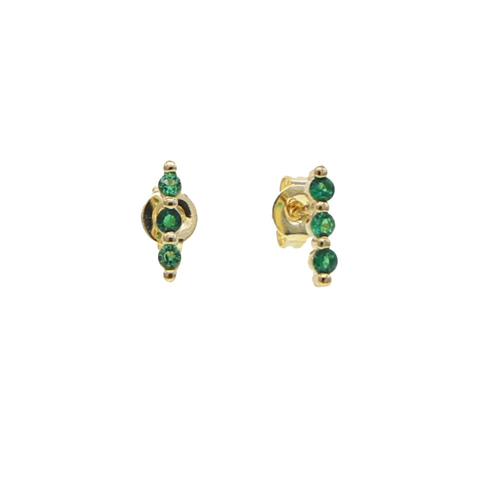 Oro riempito Colorate Birthstone rosso verde blu bianco cz bella di Modo di fascino Europeo Delle Donne sbarra orecchini della vite prigioniera dei monili arcobaleno: verde