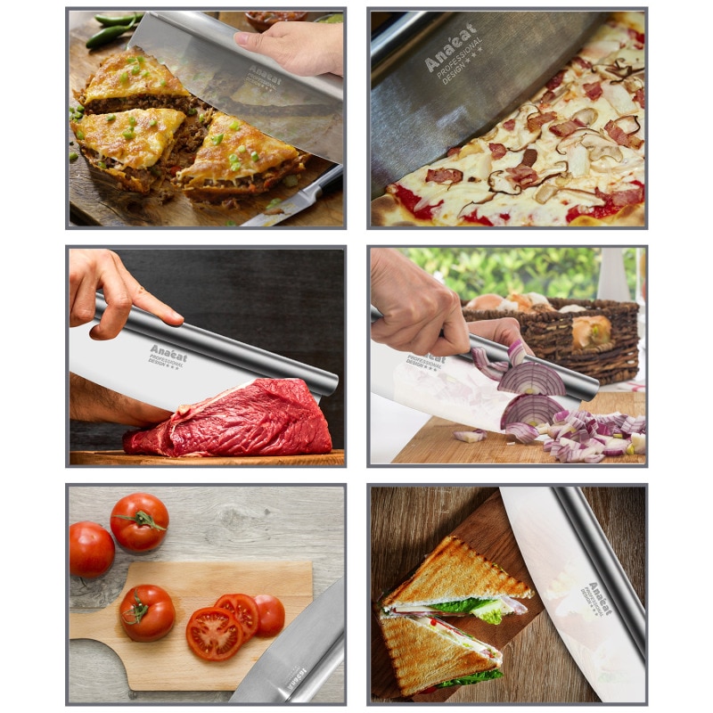 ANAEAT 1pc Pizza Cutter Sharp Rocker Blade Premium Stainless Steel Rocking Pizza Knife Pastry Chopper
