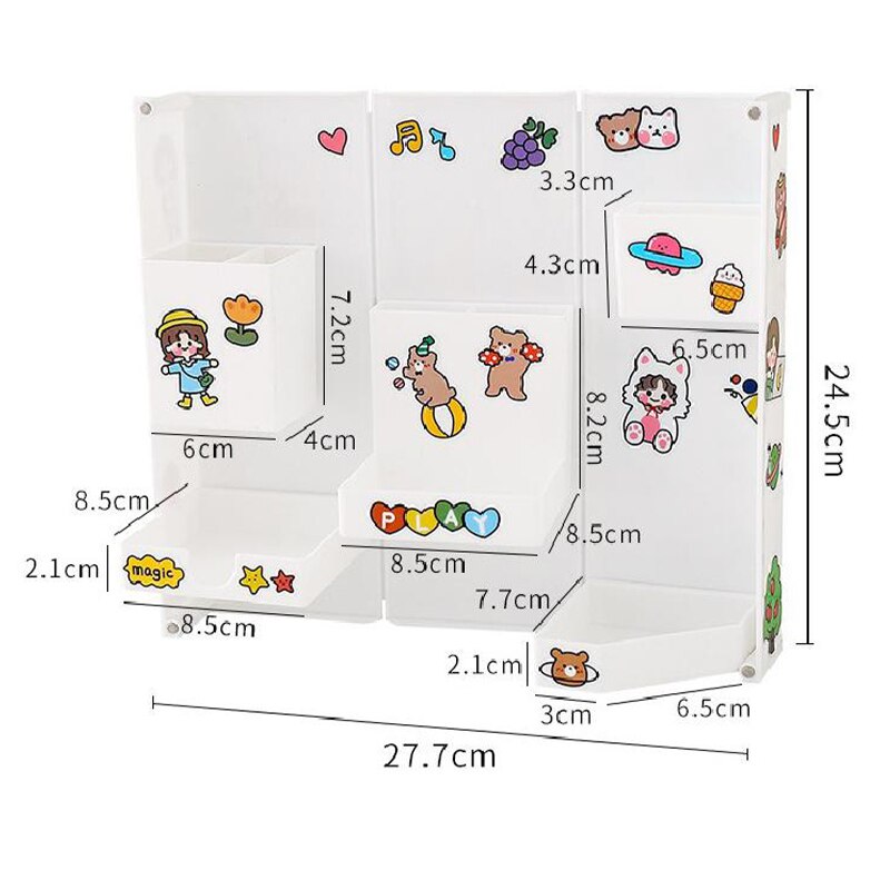 Desktop Storage Box Cute Pen Holder Foldable Stationery Box Waterproof Stationery Shelf Kawaii Sticker Office Supplies