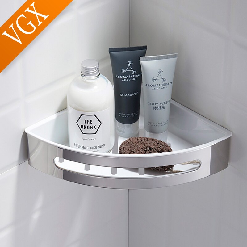 VGX HOShower-mir de rangement d'angle en acier inoxydable, étagères murales, accessoires de cuisine, étagère transparente, évaluation T1