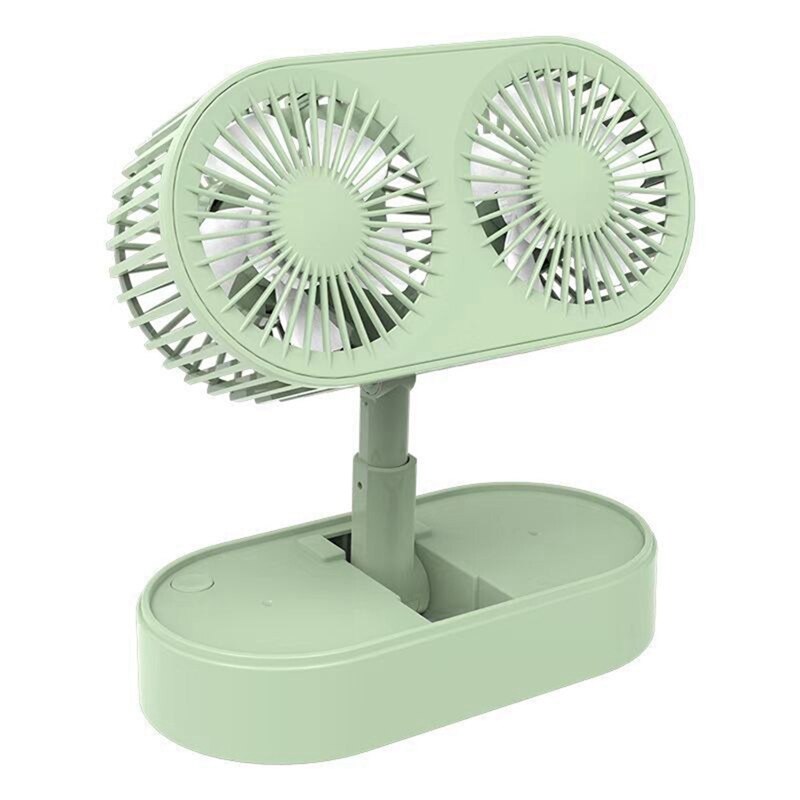Dubbele Hoofd Mini Ventilator Draagbare Inklapbare Fan Usb Oplaadbare Batterij Operated Fan Voor Bureau Thuis Slaapkamer Kantoor: Default Title