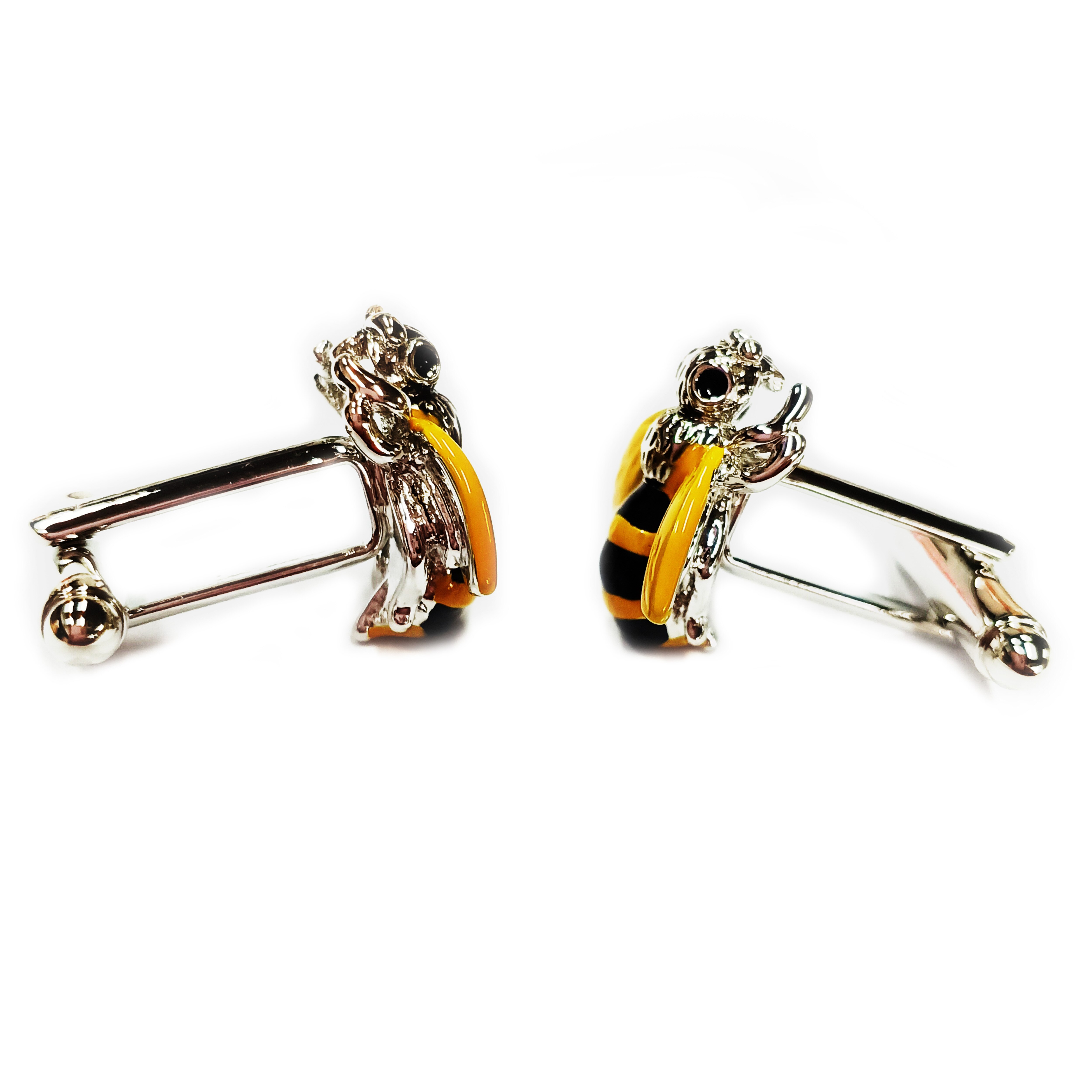 Bee Cufflinks Yellow And Black Enamel Honey Bee Cuff Links Father's Day Cuff Links Birthday Wedding Cuff Links