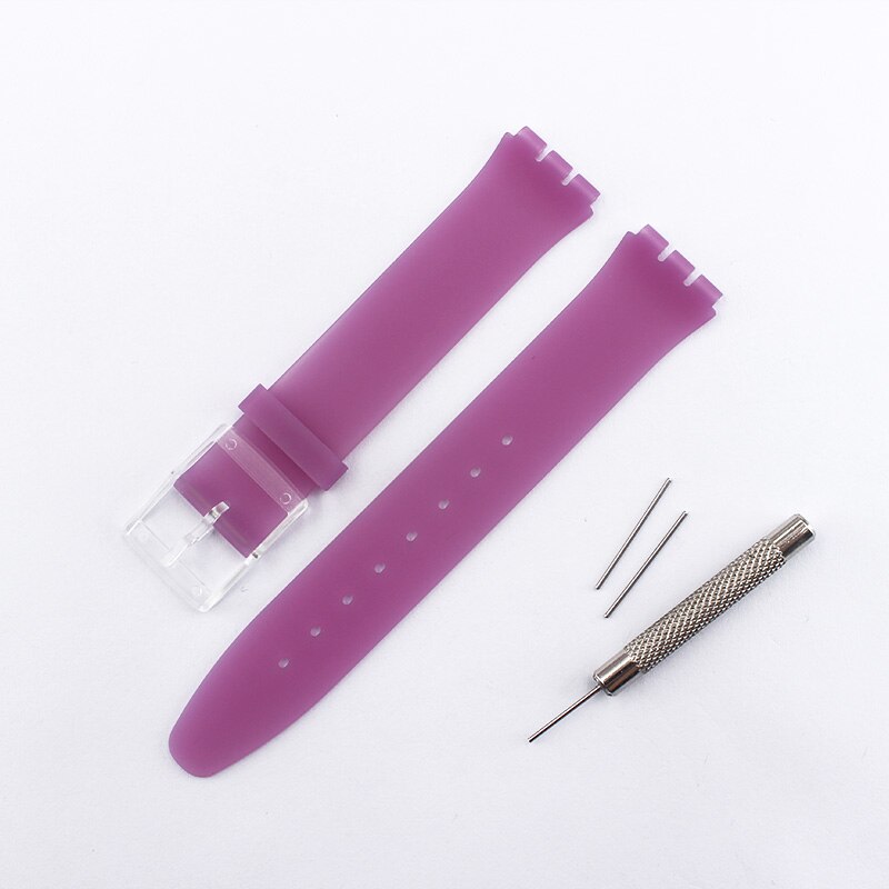 Accesorios para reloj, correa de silicona de 16mm, hebilla pin para series Swatch piel SFK397 SFK360 SFK361, correa de reloj para mujeres y niños: Púrpura