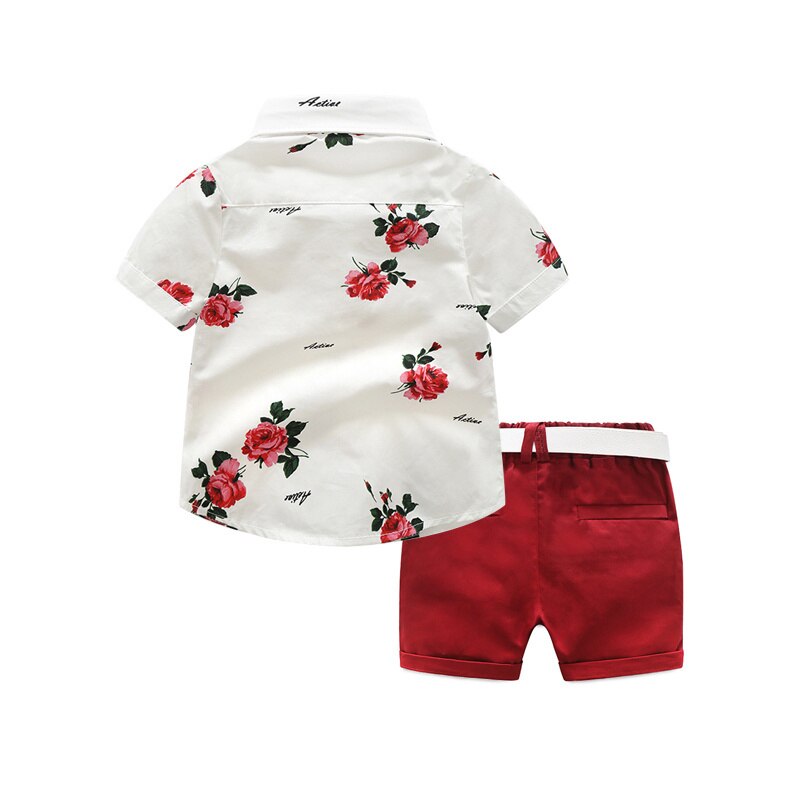 1-7 år 2 stk børn baby dreng blomstret skjorte toppe+bukser outfits tøj herresæt sæt