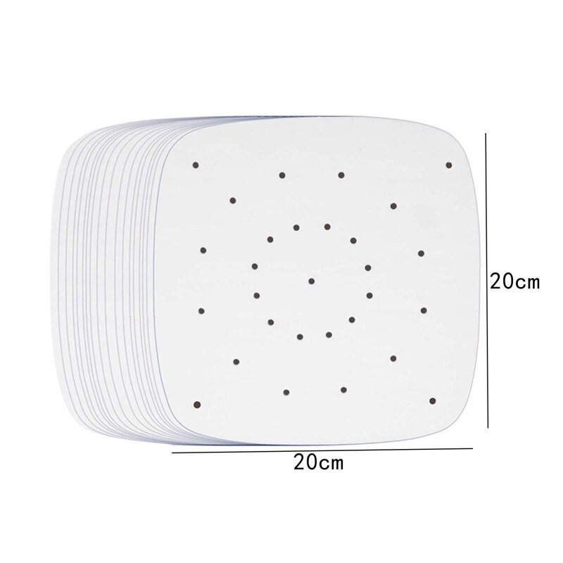 6/7/8/9/10 Inches Practical Cooking Paper Bamboo Steamer Dim Sum Paper Non Stick Restaurant Kitchen Under Steam Mat: 100pcs-white-20cm