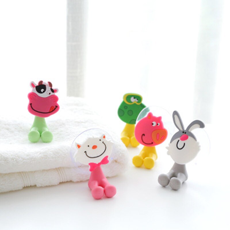 Kawaii, dibujo animado, Animal, adorable, ventosa, soporte para cepillo de dientes, Set de accesorios de baño, soporte de succión de pared, herramienta