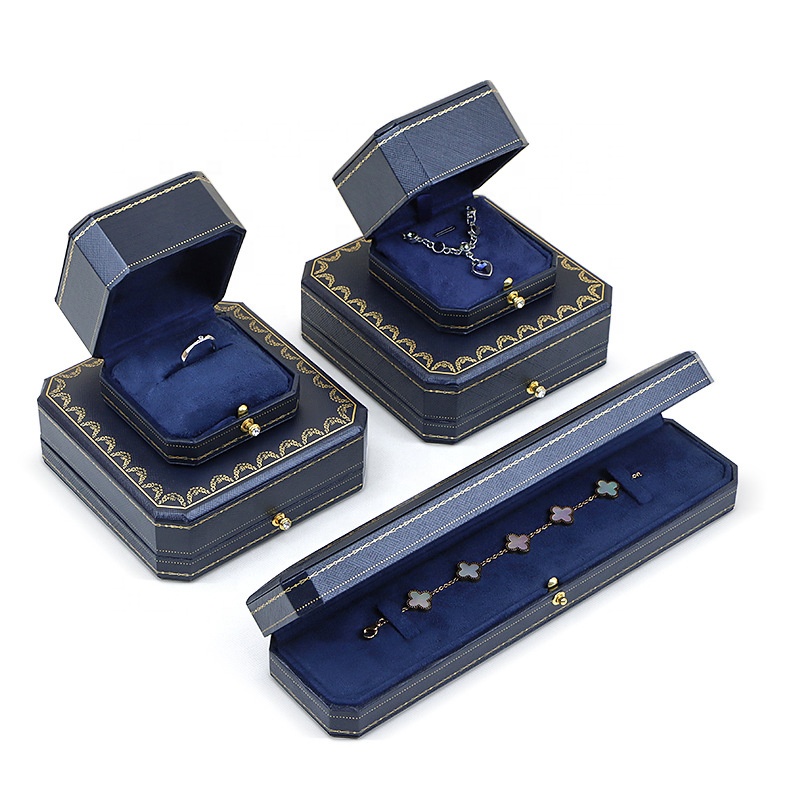 Leatherette Paper Ring Box Small Necklace Box Eco-friendly Leatherette Paper Jewelry Packaging