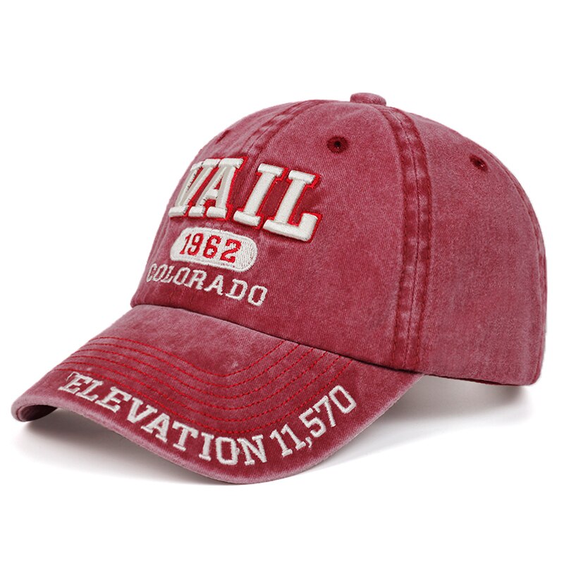 Washed Cotton Baseball Cap Snapback Hat For Men Women Dad Hat Embroidery Casual Cap Casquette Hip Hop Cap: wine red