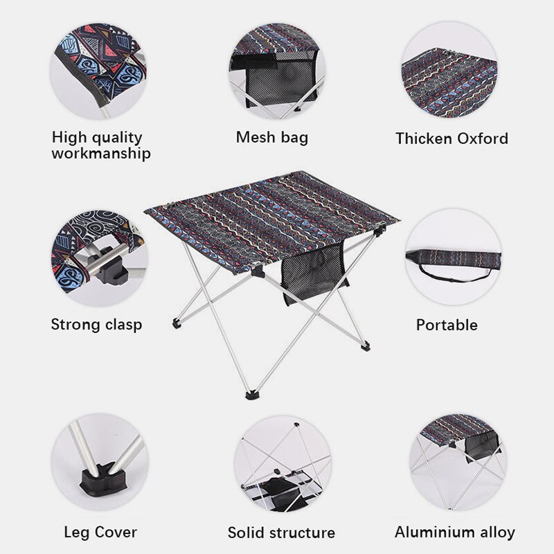 Ultralet udendørs camping sammenfoldeligt bord fiskeri vandreture picnic letvægts rejse aluminiumslegering bbq bærbart rullebord