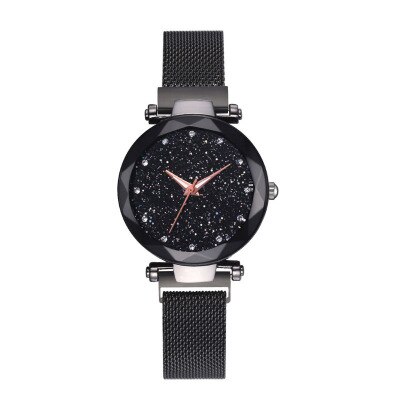 Ladies Magnetic Starry Sky Clock Luxury Women Watches Diamond Female Quartz Wristwatches Relogio Feminino Zegarek Damski: Black