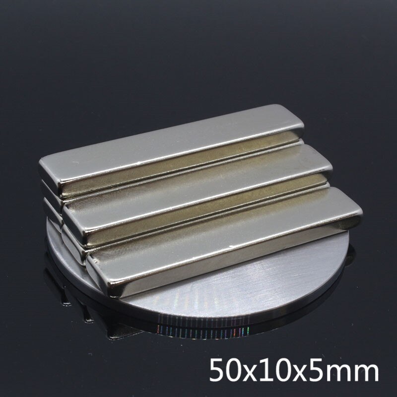 2 Stuks 50*10*5Mm Super Sterke Magnetische Magneten 50X10X5Mm cuboid Block Craft Krachtige Zeldzame Aarde Neodymium Magneet