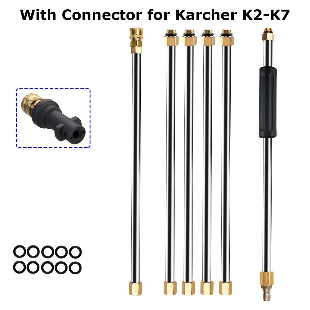 Car Washer Metal Jet Water Spray Lance Extension Wand Nozzle for Karcher K Series Powerful Pressure Washer with 5 Quick Nozzles: Orange