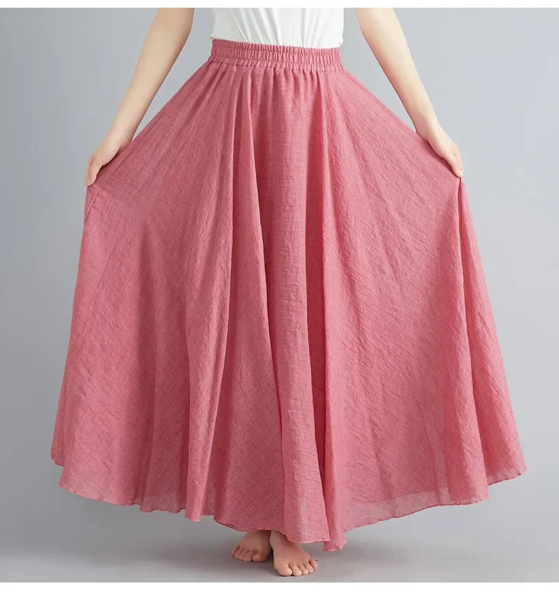 Clothes Women Clothing Skirts Vintage Y2k Streetwear Bohemian Cotton Linen Casual Vestido De Festa Long Skirt