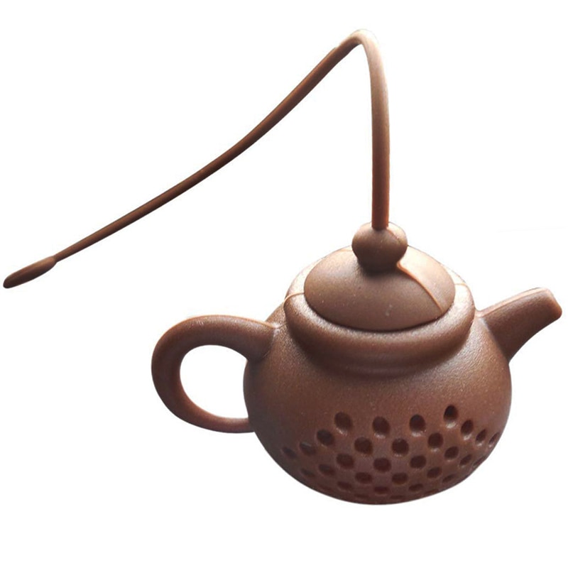 Tea Pot Shape Silicone Tea Maker Silica Gel Filter Tea Set Silica Gel Tea Hold 2 Styles: Brown