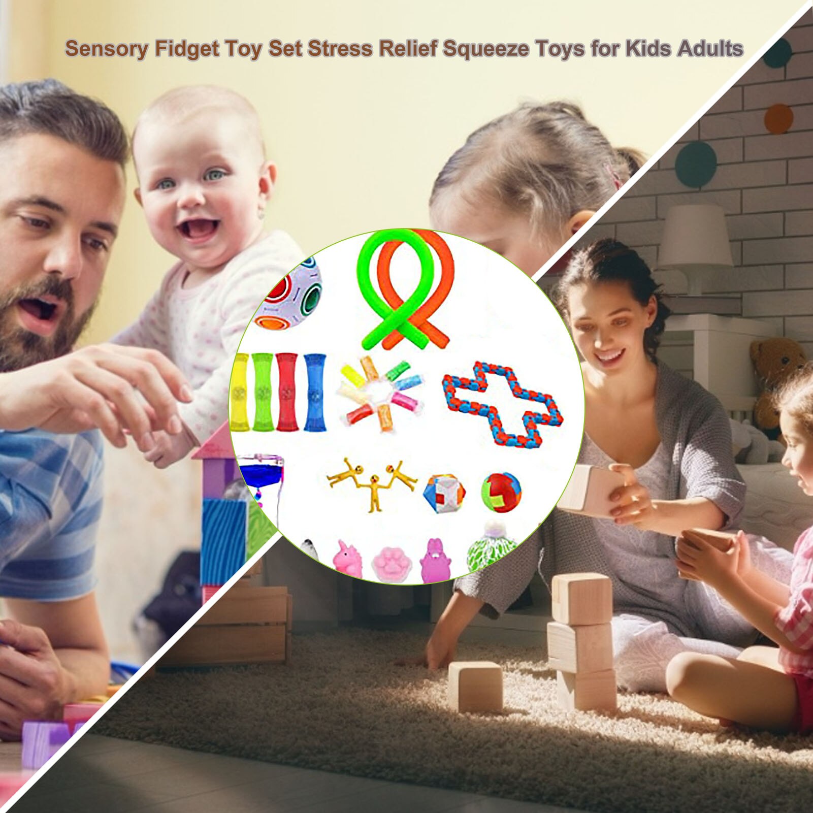 Sensory Fidget Toy Set - Stress Relief Balls - Autism & Anxiety Therapy - Pop Bubble & Squeeze Toys for Kids & Adults