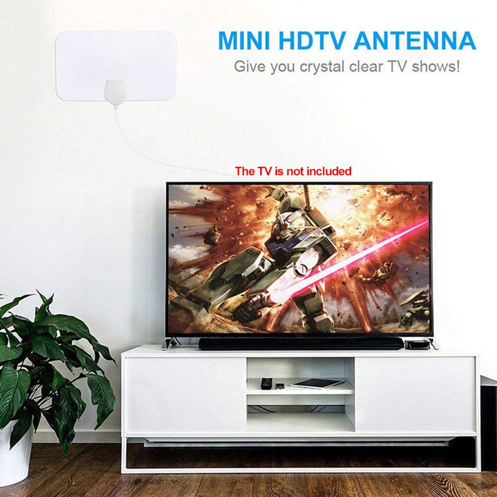 HDTV TV Digital 1080P 200 Mile Range Skylink Antenna HD White Plastic Indoor Without Amplifier Mini Durable Portable
