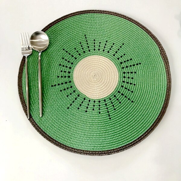 1Pcs Round Placemat Cartoon Fruit Dining Table Plate Mat Bowl Watermelon Lemon Drink Coasters Kitchen Accessories Home Deco: B