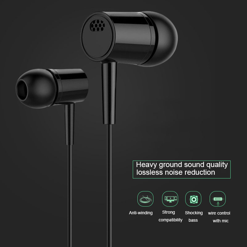 D21 kabelgebundene ohrhörer mit bass, kabelgebundene sportkopfhörer mit mikrofon, musik-ohrhörer-headset für xiaomi ios