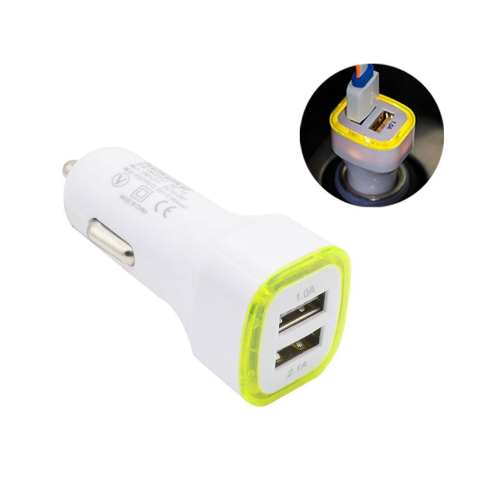 Universal LED Dual USB 2.1A+1.0A Car Charger 2 Port Adapter Cigarette Socket Lighter Mini Mobilephone Car Charger For Cell Phone: Yellow