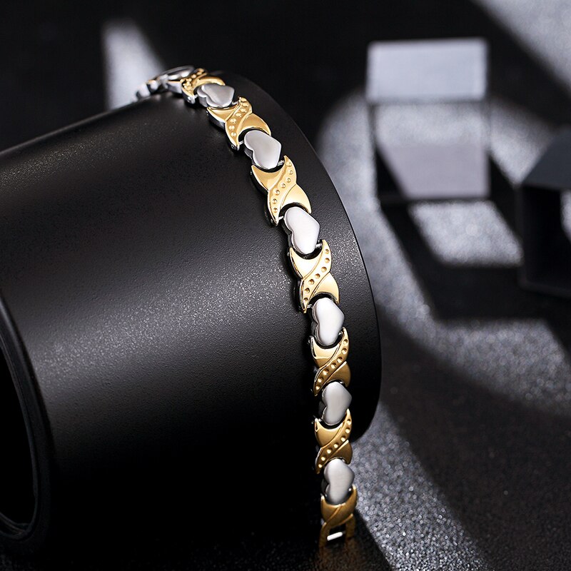 Trend Bracelet Heart Shaped Magnetic Health Bracelet and Bangle Stainless Steel Energy Health Bracelet for Women