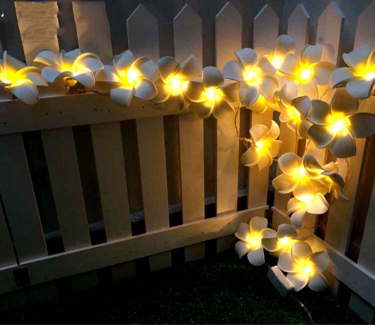 3M 20LED String Starry Lights USB Powered Hawaiian Foam Artificial Plumeria Flower Fairy for Wedding Garland Party Home Decor
