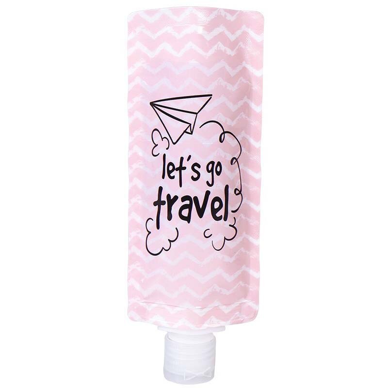 Bärbar 100ml vätskepåse schampoförvaringspåse godisfärg lotionförpackningsflaskor pressa resesminkbehållare: Rosa