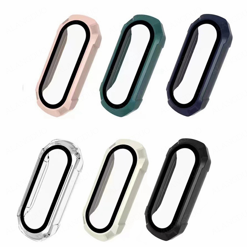 Funda de PC + Protector de pantalla de vidrio templado para Xiaomi Mi Band 8, 7, 6, 5, 4, mi band 8, parachoques protector, accesorios de cubierta antiarañazos