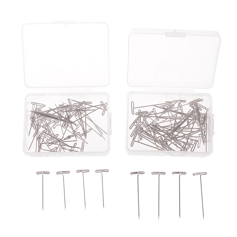 Alfileres en T para sujetar pelucas, extensor de pelo, bloqueo de hacer peluca, tejer, modelar y manualidades, 2 tamaños, 50 Uds.
