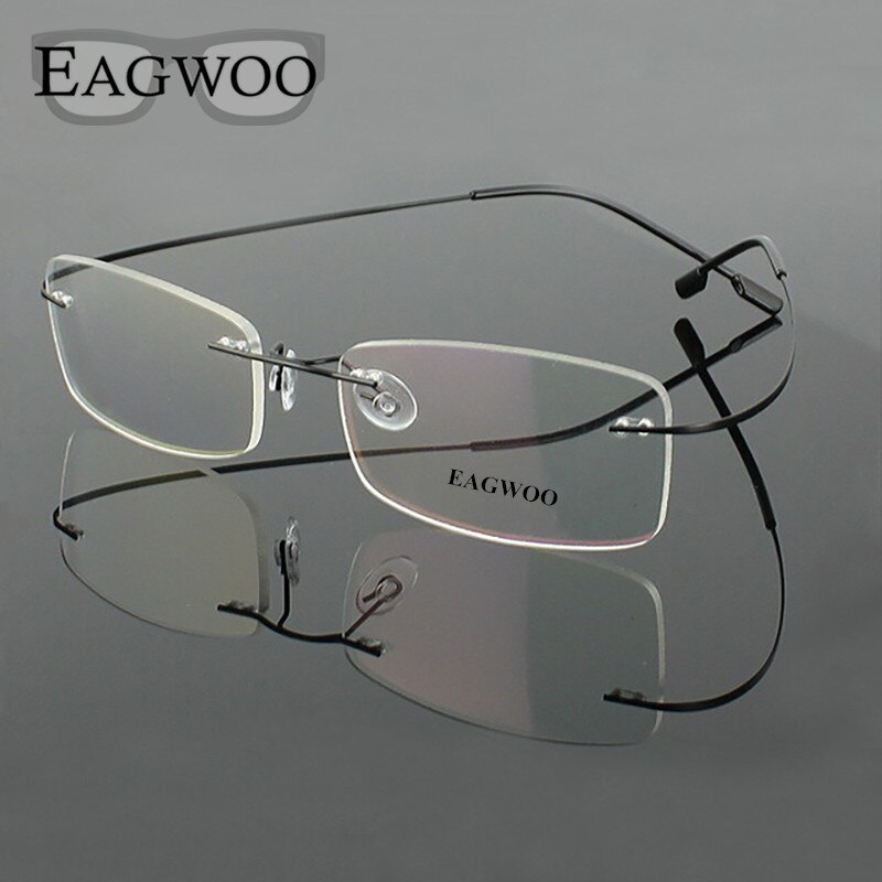 Lunettes en acier inoxydable pour hommes, monture optique sans monture, Prescription, verres pour les yeux 080, Super léger