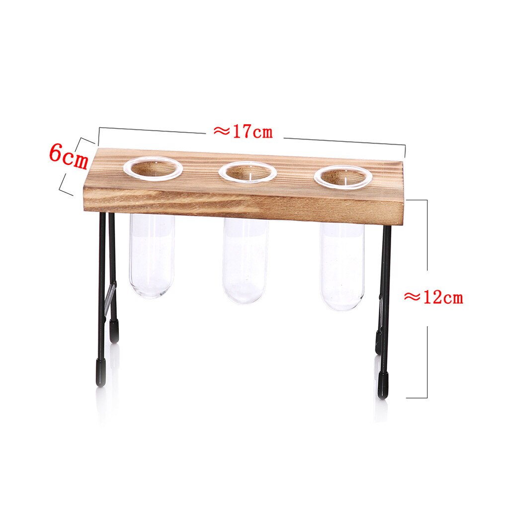 Table Desk Bulb Glass Hydroponic Vase Flower Plant Pot Wooden Tray: B